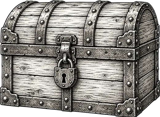 Baule chiuso da un lucchetto, simbolo della protezione dei testi e dei diritti dell’editore